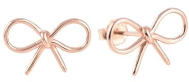 Cute & Stylish Bow Knot Tie Stud Earrings For Women Girls Minimalist 925 Fashion Sterling Silver 18k Gold Plated, Rose Gold Plated Hypoallergenic Jewellery with Gift box