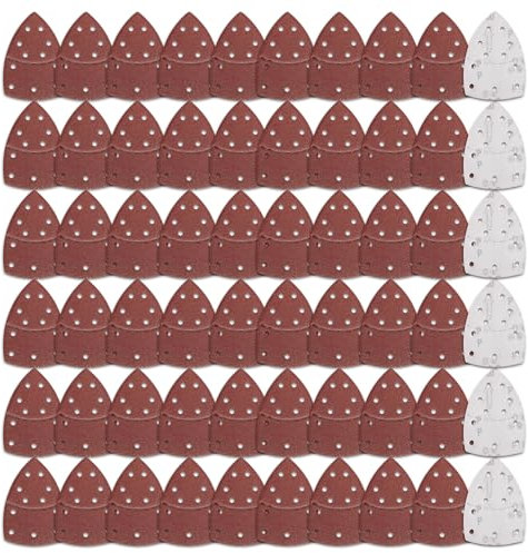 60 Stück Schleifblätter, Maus-Schleifpads, Prio-Dreieck-Maus-Schleifpapier, sortiert, Körnung 40/60/80/120/180/240, kompatibel mit Bosch Multischleifer PSM 100A, PSM 200 AES, PSM 18, alle