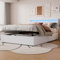 KEYIDE Polsterbett 160x200 mit LED und USB, Boxspringbett mit hydraulisches Bettkasten, Bett mit Lattenrost, Großer Stauraum, Doppelbett Jugendbett Stauraumbett, Ohne Matratze (Weiß, 160 x 200cm)