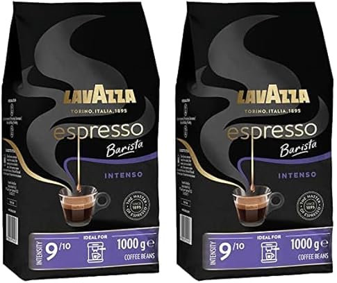 Lavazza Espresso Barista Intenso, Drum Roasted Coffee Beans, Ideal for Espresso Coffee Machines Intensity 9/10, Medium Roasting, 1000g (Pack of 2)