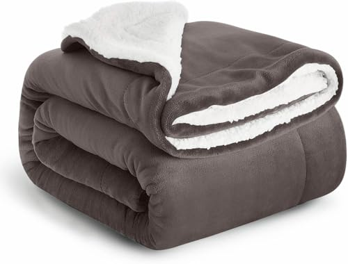 Casabella Sherpa Fleece Blanket - Plush Sofa Throw, Fleece Blanket for Single Bed - Soft Fluffy Blanket Throw for Sofa Bed, Travel Accessories Single, Grey, 130x150cm