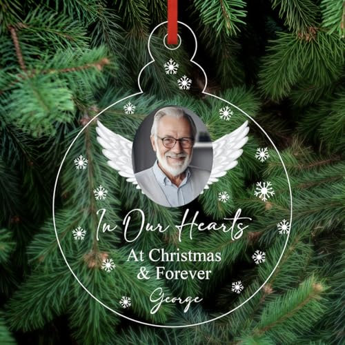 Personalised Memorial Christmas Bauble Custom Photo Baubles Xmas Tree Decorations In Loving Memory Hanging Ornaments Gifts Keepsake Presents For Your Loved Ones (Photo Design)