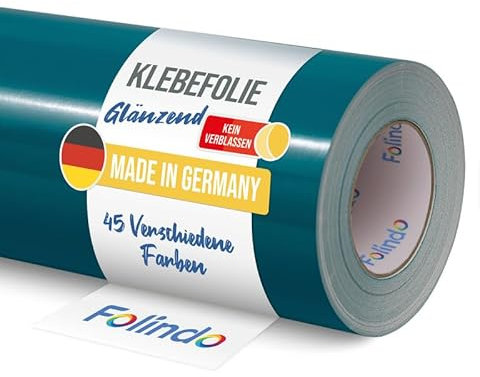 FOLINDO Möbelfolie selbstklebend 621 066 Türkisblau Glanz Vinyl 5m x 126 cm Klebefolie Möbel, Klebefolie Küche, Möbelfolie, Folie für Möbel, Möbelfolie selbstklebende Folie, Küchenfolie selbstklebend