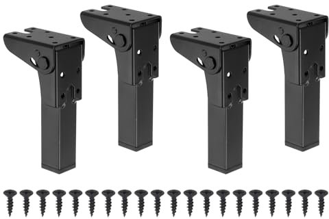 sourcing map Lot de 4 pieds de table pliants en métal de 14 cm - Pieds de rechange pour armoire, canapé, chaise, lit
