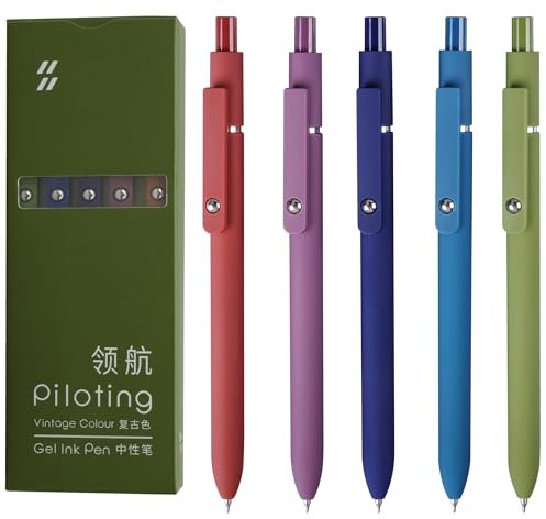 MengRan Gelstifte-Set, 0,5 mm feine Spitze, schnell trocknende Tinte, glattes Schreiben, niedliche Geschenk-Stifte für Männer (5 Stück Vintage-schwarze Tinte)