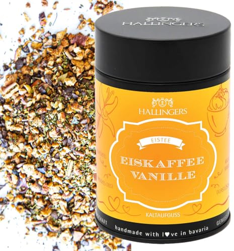 Hallingers Genuss Manufaktur Cold Tea Geschenk - loser Eistee als Kaltaufguss, Cold Brew edle Geschenk-Dose Eiskaffee Vanille mit Kaffee, Vanille & Kakao, Geschenkidee für Frauen Männer
