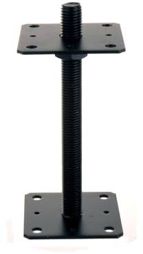 Aqbau® Pfostenträger 110 x 110 mm Schwarz Stützenfuss höhenverstellbar Pfostenträger verstellbar Pfostenträger Bodenfuß Betonfuß Zum Aufschrauben Pfostenanker Pulverbeschichtet