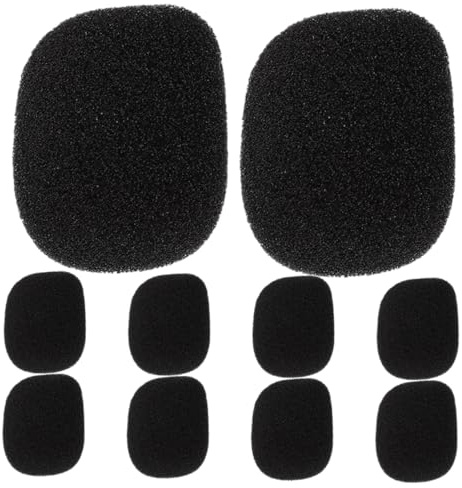 Milisten Mikrofon Windschutz Geräuschdämmung 10 Stück aus Schaumstoff Schwarz und Freihändiges Sprechen für Headset und Kleiner Mikrofon bei Konferenzen und Unterricht