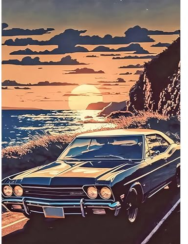DPIDEA Diamond Painting, Diamant Painting Bilder Erwachsene Sonnenuntergang DIY 5D Diamant Malerei Runde Steine für Zuhause Dekor 30x40 cm