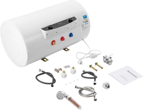 Elektrisch Warmwasser 2000W Warmwasserbereiter Wandmontierter mit Digitalanzeige & Handbrause, IPX4 Energiesparender Boiler Elektrospeicher Warmwasserspeicher für Küche, Badezimmer und Wohnmobil