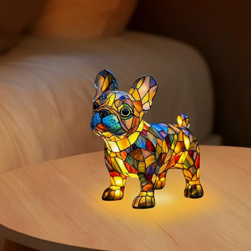 GAROMIA Französische Bulldogge LED Ambientelampe, Niedliche Vintage-Tischlampe, Haustier Dekolampe 3D Tischlampe Wohndekor füt Schlafzimmerbeleuchtung für Katzen & Hundeliebhaber (Französische)
