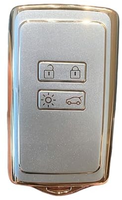 Jetoday Autoschlüssel Hülle aus TPU, kompatibel mit Renault Clio, Captur, Arkana, Megane, Kadjar, Duster 2/3 & Dacia, 4-Tasten Schlüsselcover, Sandgold