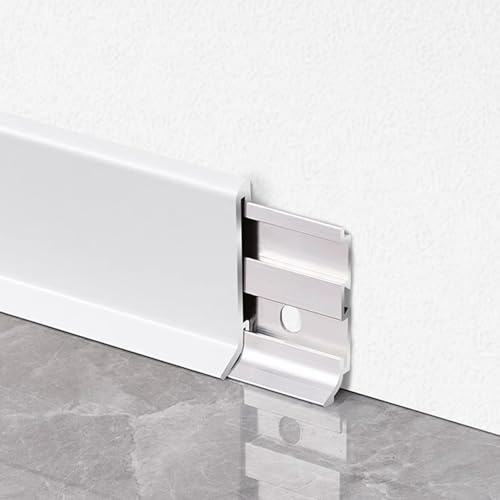 Lot de 2 plinthes en métal blanc brillant de 125 cm pour finition professionnelle dans les cuisines, les salons et les couloirs (60 mm)