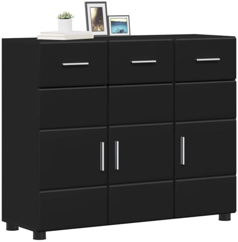vidaXL Sideboard Florin 88,5 x 30,5 x 73 cm Schwarz Holzwerkstoff