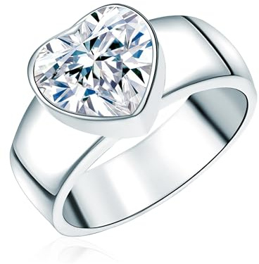 Rafaela Donata Damen Ring 925/- Sterling Silber | rhodiniert, Bandring, Zirkonia, weiß, Herz
