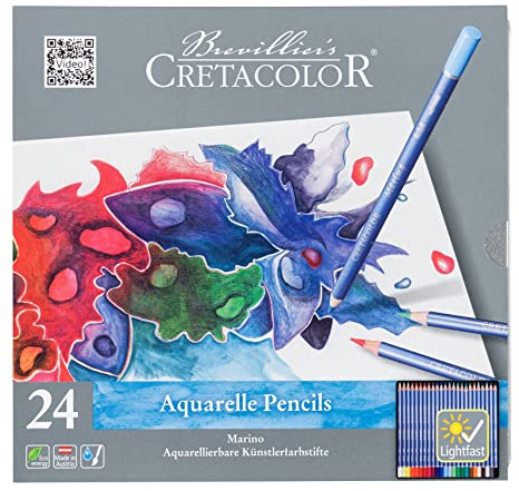 CRETACOLOR Marino Lightfast Watercolor Pencil Sets, 24-Pencil Set,Multi