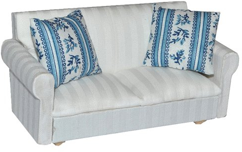 alles-meine.de GmbH Miniatur Sofa/Couch mit 2 Kissen - für Puppenstube Maßstab 1:12 - Puppenhaus - Puppenhausmöbel Sessel Wohnzimmer Klein