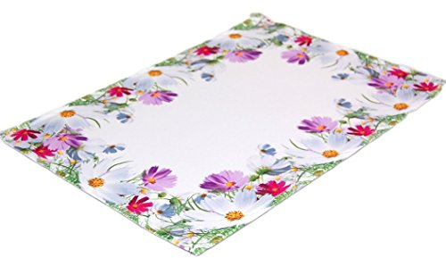Pflegeleichte Tischdecke 35x50 cm eckig Blumenwiese Frühling Sommer Motivdruck Polyester Deckchen Gartentischdecke (Platzdeckchen 35x50 cm)