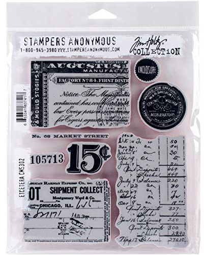 Art Gone Wild AGCMS302 Tim Holtz Etcetera Cling Rubber Stamp Set, Synthetic Material, Multi-Colour, 24.5 x 18 x 0.6 cm
