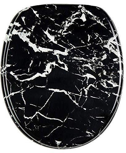Sanilo Toilet Seat, Great Range of Colorful Toilet Seats, Stable Hinges, Easy to Mount (Marble Black)