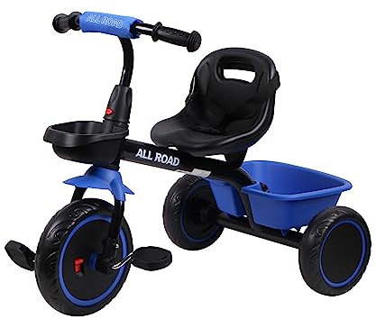 All Road Trikes CHILDS PEDAL TRIKE Blue & Black - Adjustable Seat Front & Rear Baskets 2-5 Years **JY-T04 Blue**