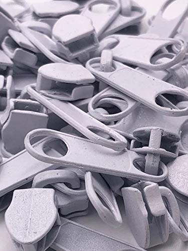 20 Zipper Schieber für 5mm Reißverschluss endlos 27 Farben (Weiß)