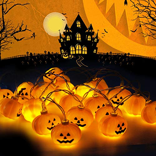 innislink LED Lichterkette Kürbis, Kürbis Lichter Schnur 3m 20LED 3D Kürbisse Laterne Batterie Halloween Pumpkin String Light, Beleuchtung Deko für Halloween Weihnachten Ostern Gärten Häuser -Warmweiß