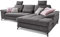 Cavadore Ecksofa Castiel mit Federkern / Großes Sofa in L-Form mit Sitztiefenverstellung, Kopfstützen und XL-Longchair / 312 x 114 x 173 / Webstoff, Grau