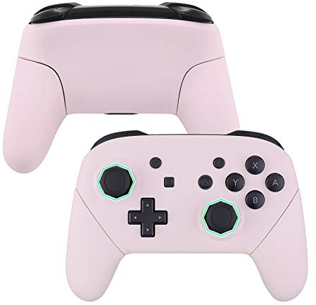 eXtremeRate Coque de Remplacement pour Nintendo Switch Pro Manette, Coque Avant avec Trou de Joystick Octagonal, Coques Arrière et Poignées Grips pour Manette Switch Pro, Rose
