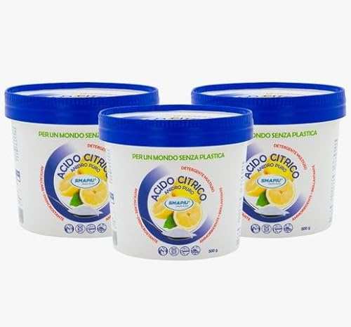 Lot de 3 flacons d'acide citrique pur - Nettoyant multi-usages 500 g