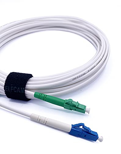 Elfcam - 25m LWL Glasfaser-Kabel LC/APC auf LC/UPC, OS2 Singlemode 9/125μm, Simplex Patchkabel LSZH Weiß für FTTH, Telekom und Router