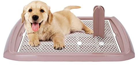 Nobleza - Bandeja de Entrenamiento WC para Perros, Soporte para Almohadilla para Mascotas, Inodoro de Plástico con Poste Extraíble para Perros y Gatos, Color Marrón, Talla S, (60,5 * 39,5) cm
