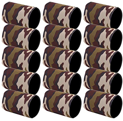 Fundas estándar de neopreno de primera calidad para latas, paquete de 15 aisladores para latas, soporte para enfriadores, fundas para latas de cerveza(Verde hierba camuflaje)