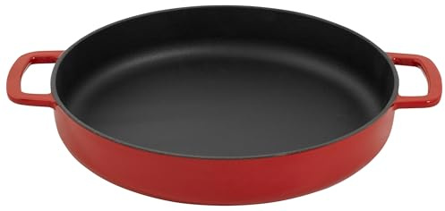 Combekk Gusseisenpfanne, Dutch Oven, Frei von BPA und PFAS, 100% Recycelt, 28cm, 2 seitengriffen Für alle Herdarten, Rot