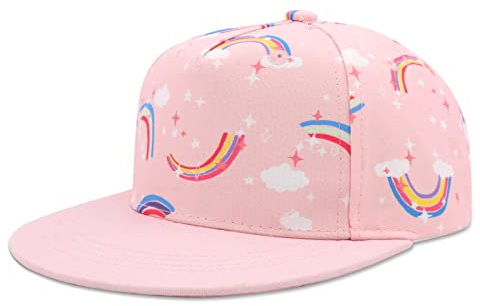 SEYUFN Kinder Baseballmütze Baby Mädchen Jungen Kappe Cap Baseballkappe mit Flacher Krempe für Kinder Jungen Sport Hut mit Cartoon-Muster Mädchen (Regenbogen, 2-4 Jahre(52cm))