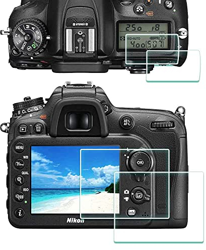 ULBTER Protection Ecran pour Nikon D7200 D7100 avec protection supérieure LCD Verre Trempé Protecteur film Accessoires 0,3mm Dureté 9H Anti-Rayure Anti-Trace Anti-Bulle -Lot de 2+2