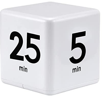 Lrtzizy Temporizador de Cubo para Gestión del Tiempo - Sensor de Gravedad Flip para Cocina y Cuenta Atrás 25-5-45-15 Minutos