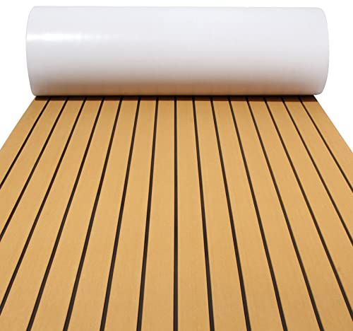 WEAFRICTCH Eva Schaum Boot, Teakholz Eva Schaum Bodenbelag 240x90x0.6cm, Anti-Rutsch Deck Bodenbelag Teppich, Marine Rutschfester Boden, Deck Teppich selbstklebend