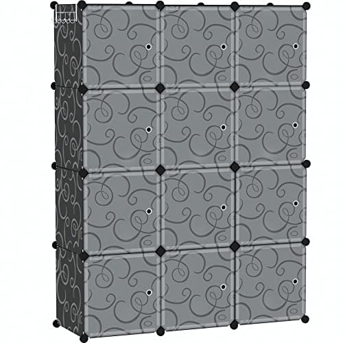 C&HOGAR Organizador de Almacenamiento en Forma de Cubo con Puertas, Ideal para Dormitorio, Sala de Estar, 36.6 Pulgadas de Largo x 12.4 Pulgadas de Ancho x 48.4 Pulgadas de Alto, Negro USHS3012B-DOOR