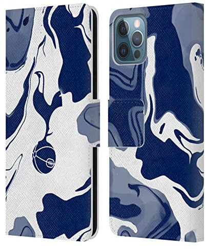 Head Case Designs Officially Licensed Tottenham Hotspur F.C. Blue And White Marble Badge Leather Wallet Case Compatible With Apple iPhone 12 / iPhone 12 Pro