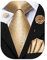 Hi-Tie Ensemble d'épingles à cravate classique en soie tissée pour homme - Boutons de manchette carrés - Rouge, rose, doré, bleu, Or profond., M