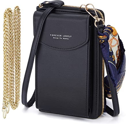 BISON SPIRIT Women's Crossbody Phone Bag Leather Multi-Function Phone Purse with Card Slots & Key Holder - Trendy Small Shoulder Bag for Everyday & Evening