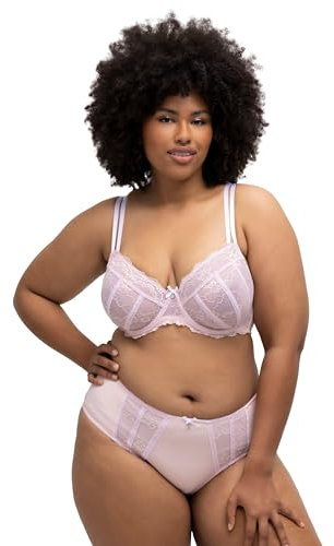 Ulla Popken Wire-Bra, Lace, Shell Shape Soutien-Gorge, Rose pâle, 100C Femme