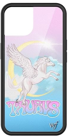 Wildflower Schutzhüllen – Taurus Hülle, kompatibel mit Apple iPhone 13, Blau, Pegasus, Mond, Himmel, Sternzeichen, Lila, niedlich, schützender schwarzer Stoßfänger, 1,2 m Falltest-zertifiziert,