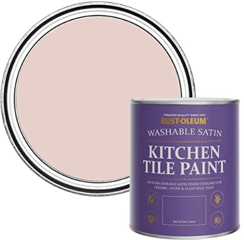 Rust-Oleum Pink water resistant Kitchen Tile Paint in Satin Finish - Pink Champagne 750ml