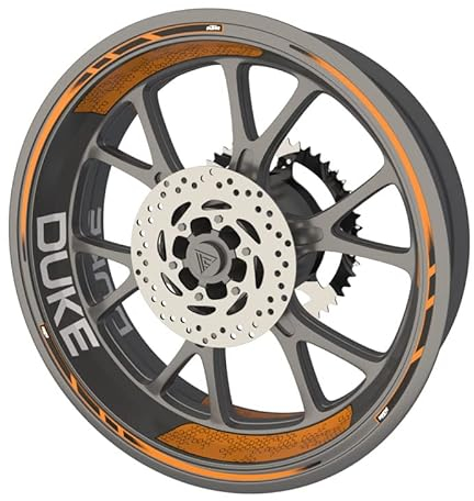 KTM 790 Duke Premium Qualität Felgenrandaufkleber für Motorrad KTM 790 Duke (Aufkleber für 2 Felgen) (Orange)