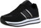 VAN HILL Damen Plateau Sneaker Keilabsatz Schuhe Freizeit Metallic Schnürer Glitzer Keilsneaker Schnürschuhe 211414 Schwarz Silber Metallic 37