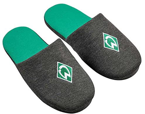 Werder Bremen Pantoffeln Hausschuhe (grau/grün, 42-43)