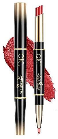 2 in 1 Lippenstift mit doppelseitigem Ende, matt, wasserfest, nicht verblasst, nicht klebrig, Lippenstift (8#)