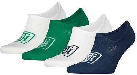 Tommy Hilfiger Mens Footie Socks, Navy/Green, 6-8 UK